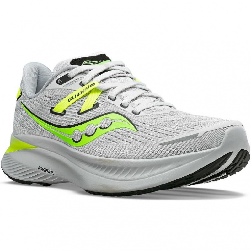 White Men's Saucony Guide 16 Running Shoes | SG-AJBFD