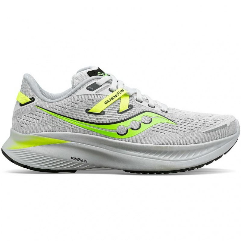 White Men\'s Saucony Guide 16 Running Shoes | SG-AJBFD