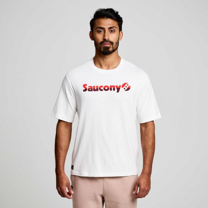 White Men\'s Saucony Recovery Short Sleeve T-Shirt | SG-BEKPM