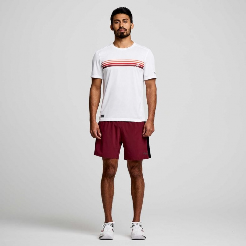 White Men's Saucony Stopwatch Graphic Short Sleeve T-Shirt | SINGAPORE-ZQRND