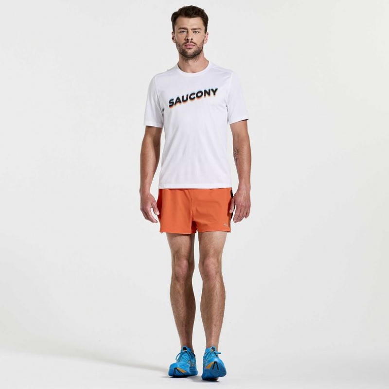 White Men's Saucony Stopwatch Graphic Short Sleeve T-Shirt | SG-MLNXZ