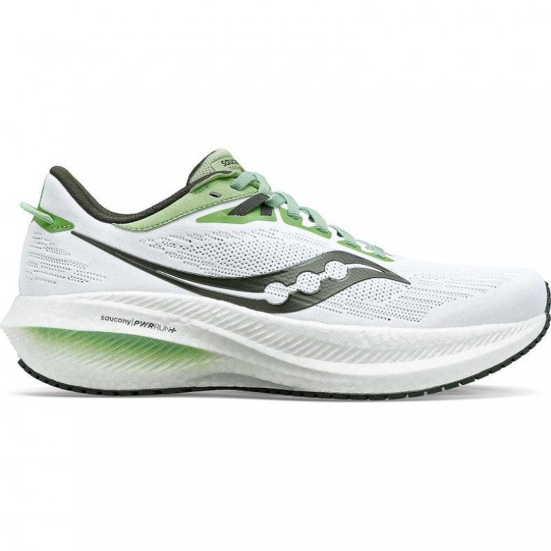 White Men\'s Saucony Triumph 21 Running Shoes | SG-RKNMI