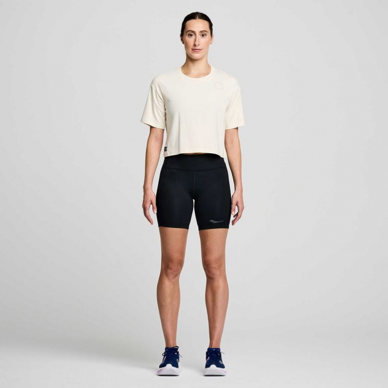 White Women's Saucony Recovery Boxy T-Shirt | SG-YXKAP