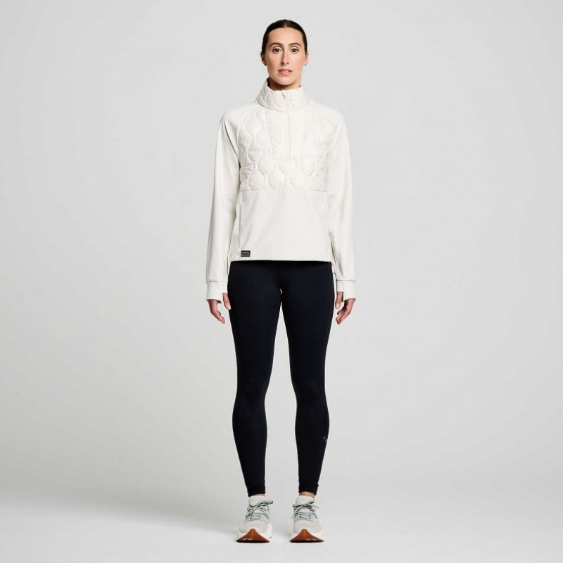 White Women's Saucony Solstice Oysterpuff 1/2 Zip Sweatshirt | SG-XLTEP