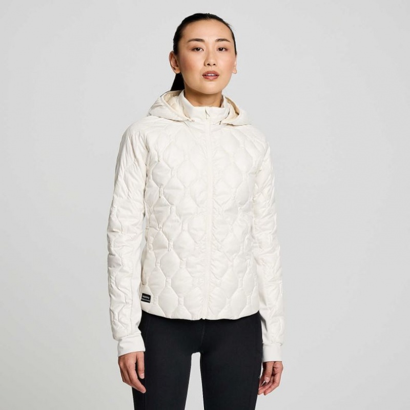 White Women\'s Saucony Solstice Oysterpuff Jacket | SG-XWUON