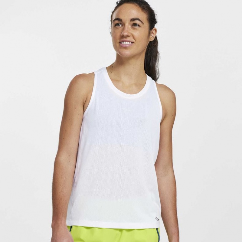 White Women\'s Saucony Stopwatch Singlet | SINGAPORE-EIVPF