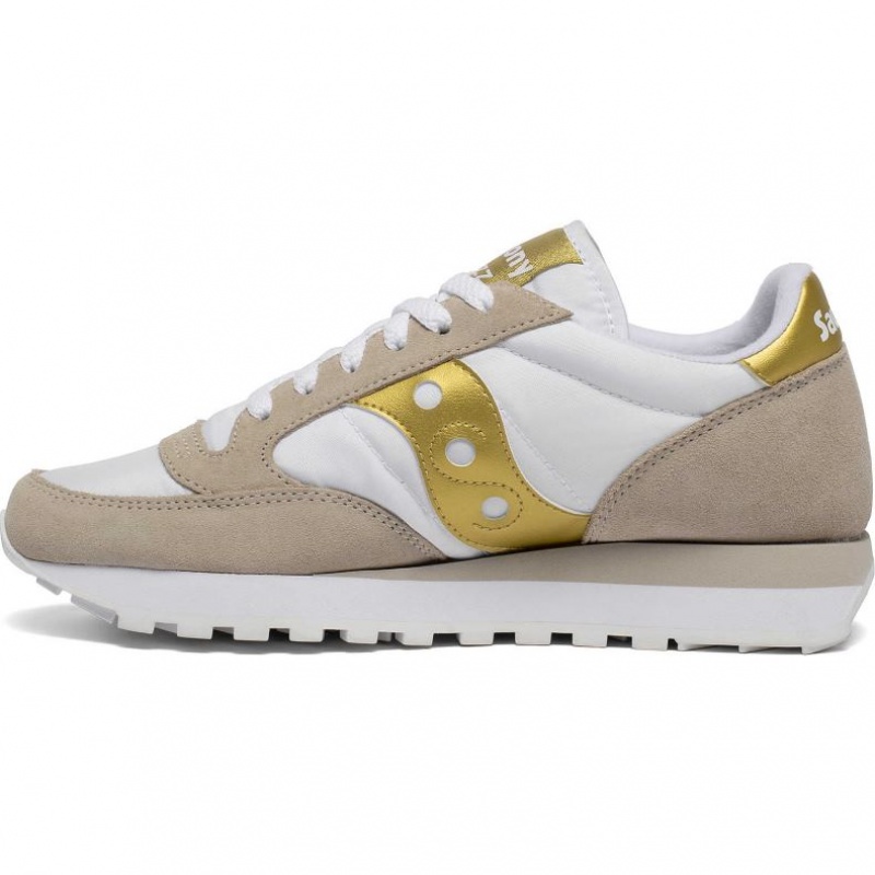 White / Beige / Gold Women's Saucony Jazz Original Sneakers | SG-FKNAH