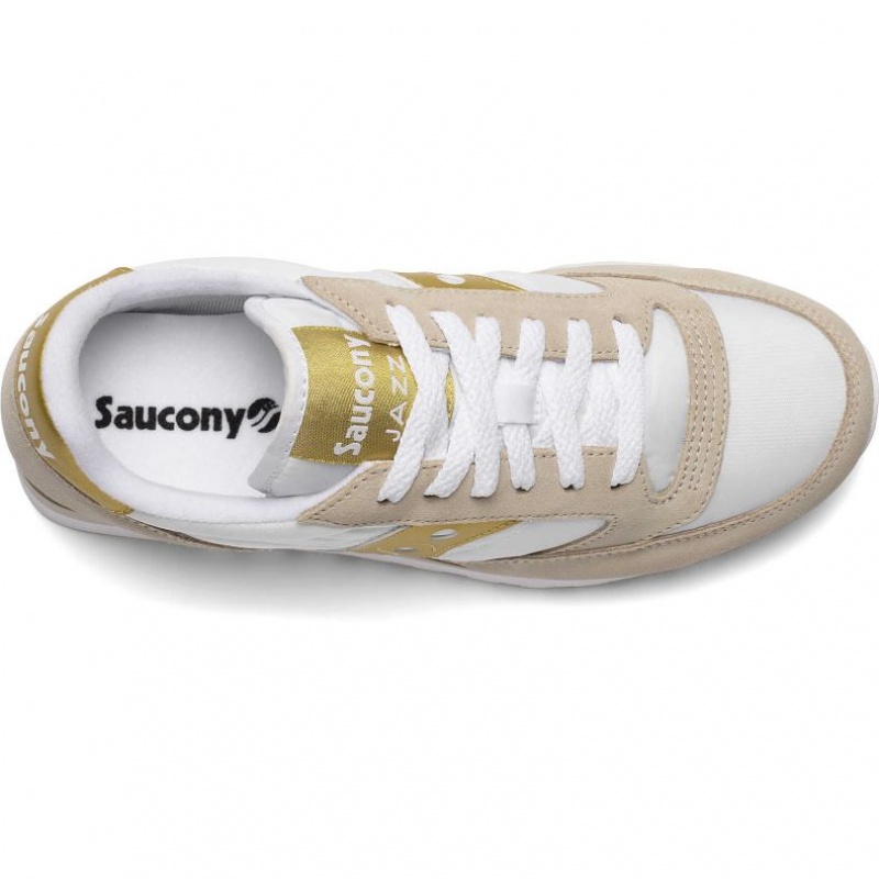 White / Beige / Gold Women's Saucony Jazz Original Sneakers | SG-FKNAH