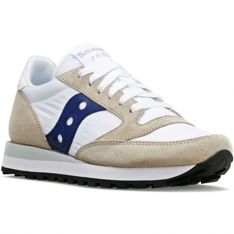 White / Beige / Navy Women's Saucony Jazz Original Sneakers | SINGAPORE-DIVYG