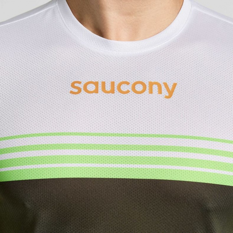 White / Black Men's Saucony Elite Long Sleeve T-Shirt | SINGAPORE-JZXRD