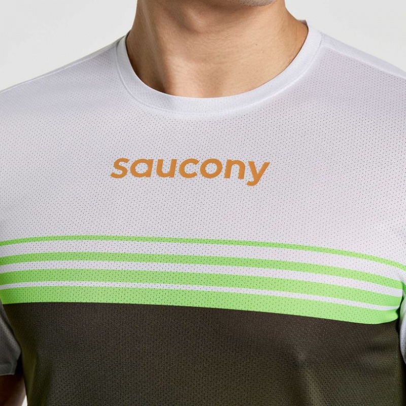 White / Black Men's Saucony Elite Short Sleeve T-Shirt | SINGAPORE-KHGDF