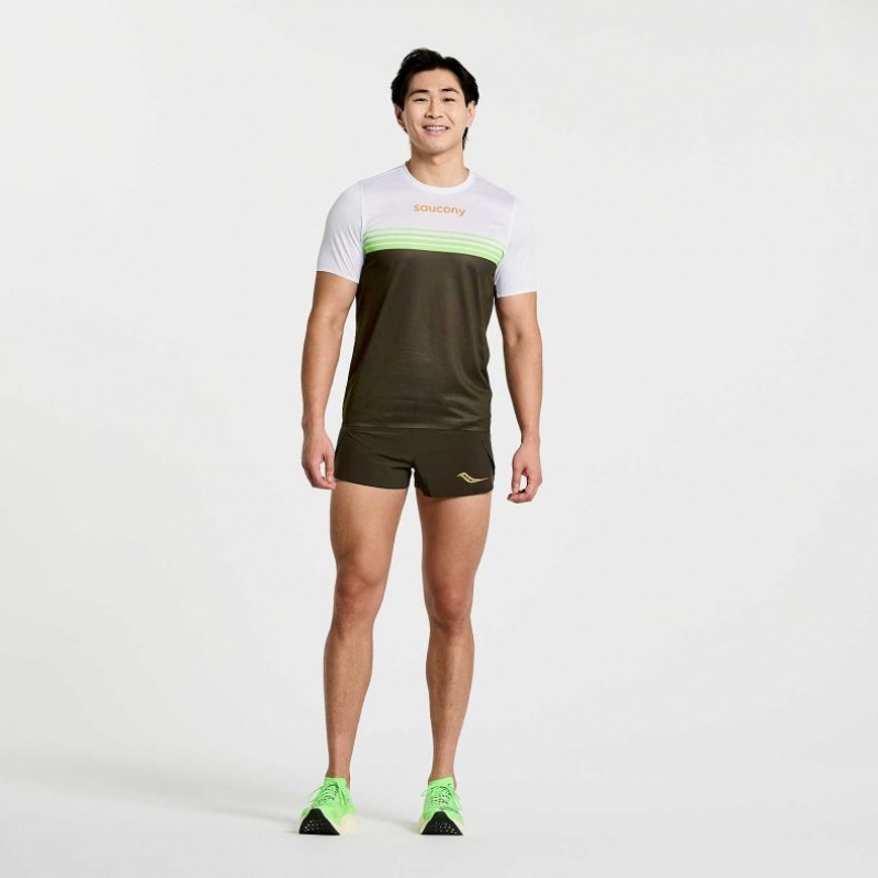 White / Black Men's Saucony Elite Short Sleeve T-Shirt | SINGAPORE-KHGDF