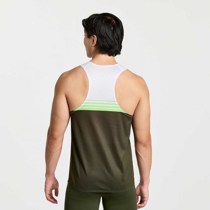 White / Black Men's Saucony Elite Singlet | SINGAPORE-GMPJI