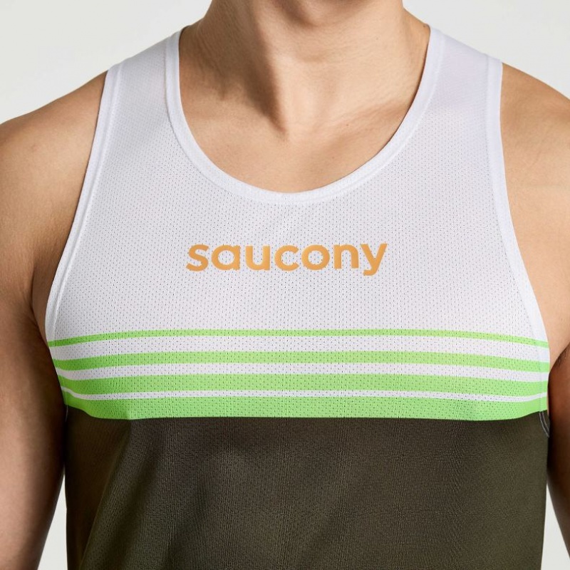 White / Black Men's Saucony Elite Singlet | SINGAPORE-GMPJI