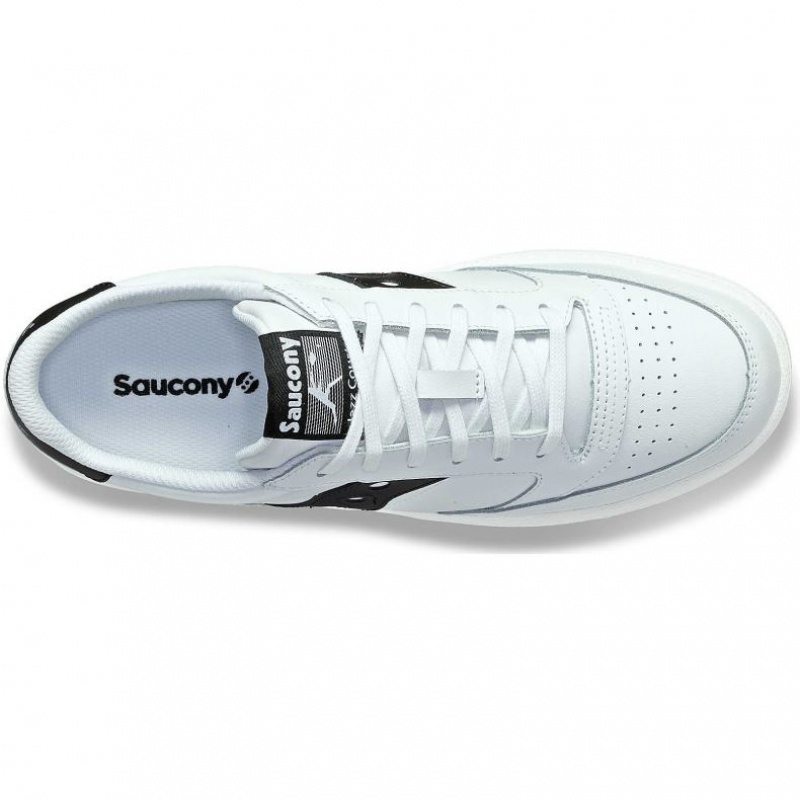 White / Black Men's Saucony Jazz Court PU Sneakers | SG-OGSDB