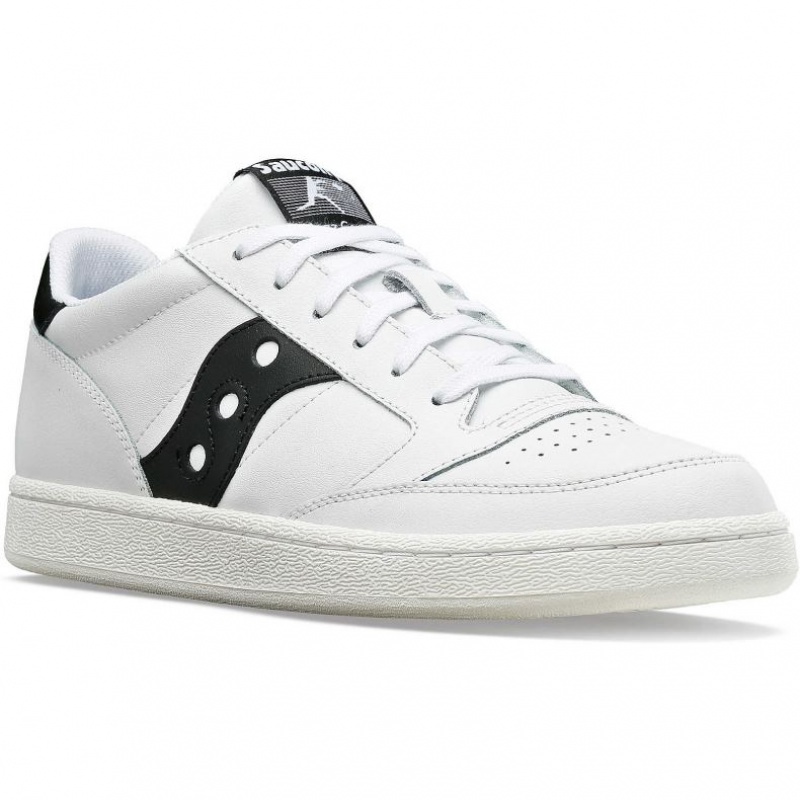 White / Black Men's Saucony Jazz Court PU Sneakers | SG-OGSDB