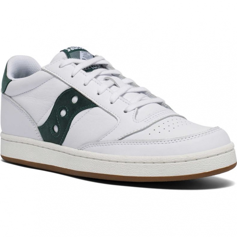 White / Green Men's Saucony Jazz Court Sneakers | SG-ZPGDJ