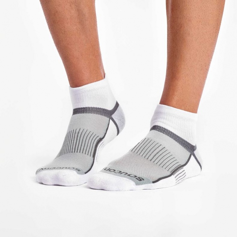 White / Grey Women's Saucony Inferno Quarter 3-Pack Socks | SINGAPORE-NILKS