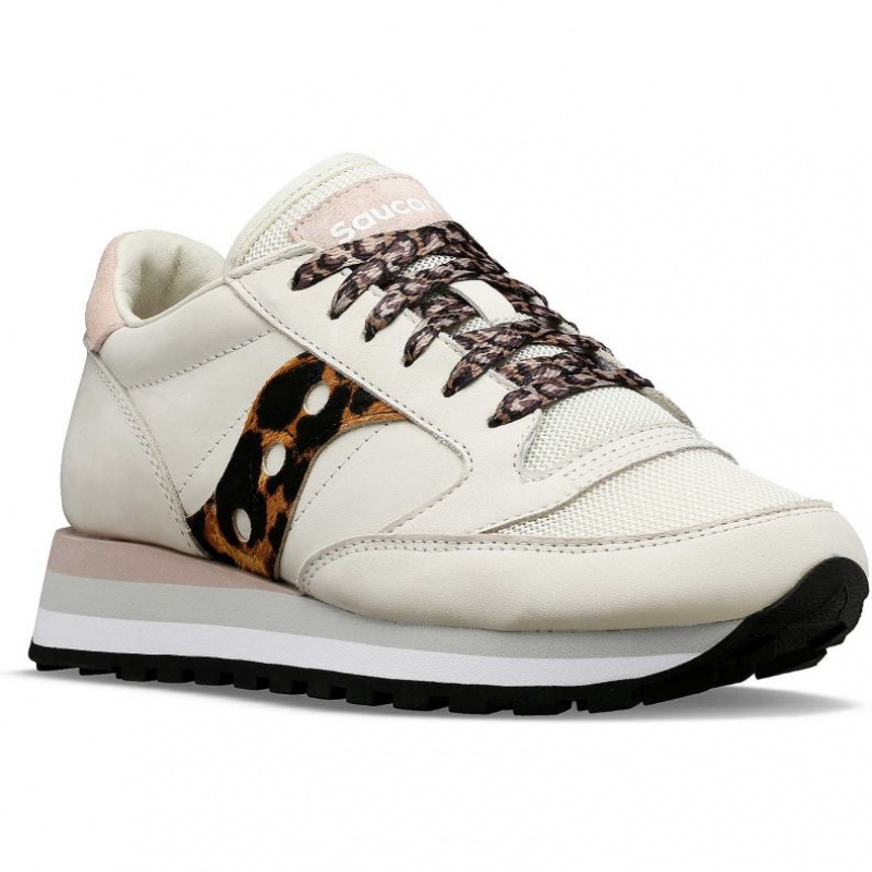 White / Leopard Women's Saucony Jazz Triple Sneakers | SINGAPORE-UFJQG