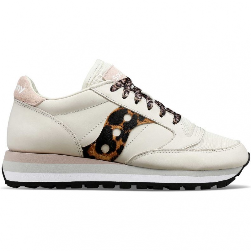 White / Leopard Women\'s Saucony Jazz Triple Sneakers | SINGAPORE-UFJQG