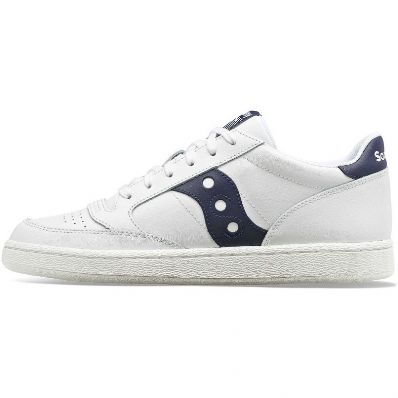 White / Navy Men's Saucony Jazz Court PU Sneakers | SINGAPORE-JPLWB