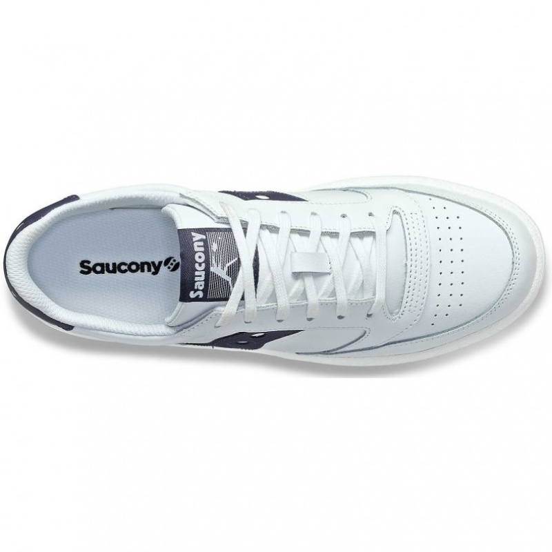 White / Navy Men's Saucony Jazz Court PU Sneakers | SINGAPORE-JPLWB