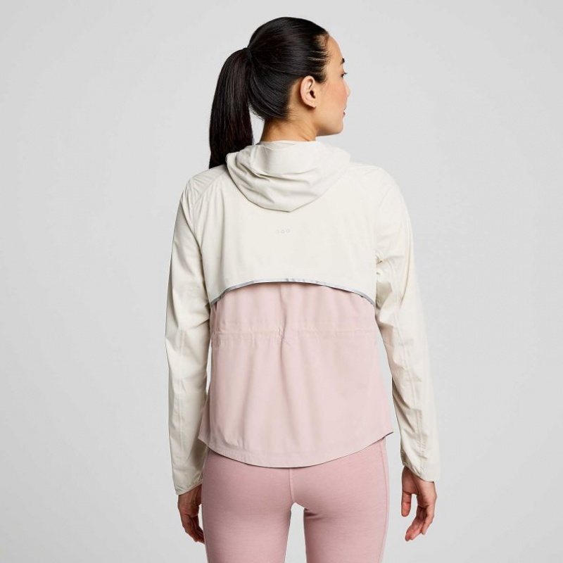 White / Pink Women's Saucony Runshield Jacket | SG-TJLSH