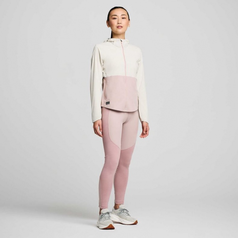 White / Pink Women's Saucony Runshield Jacket | SG-TJLSH