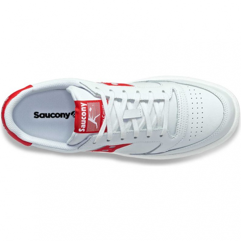 White / Red Men's Saucony Jazz Court PU Sneakers | SG-SDPTL