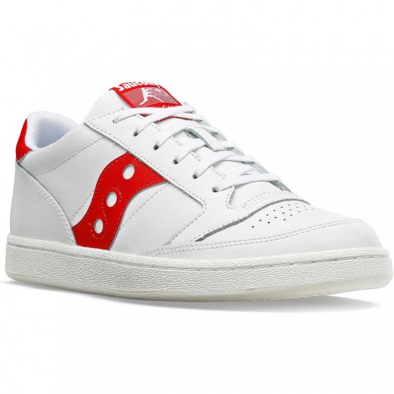 White / Red Men's Saucony Jazz Court PU Sneakers | SG-SDPTL