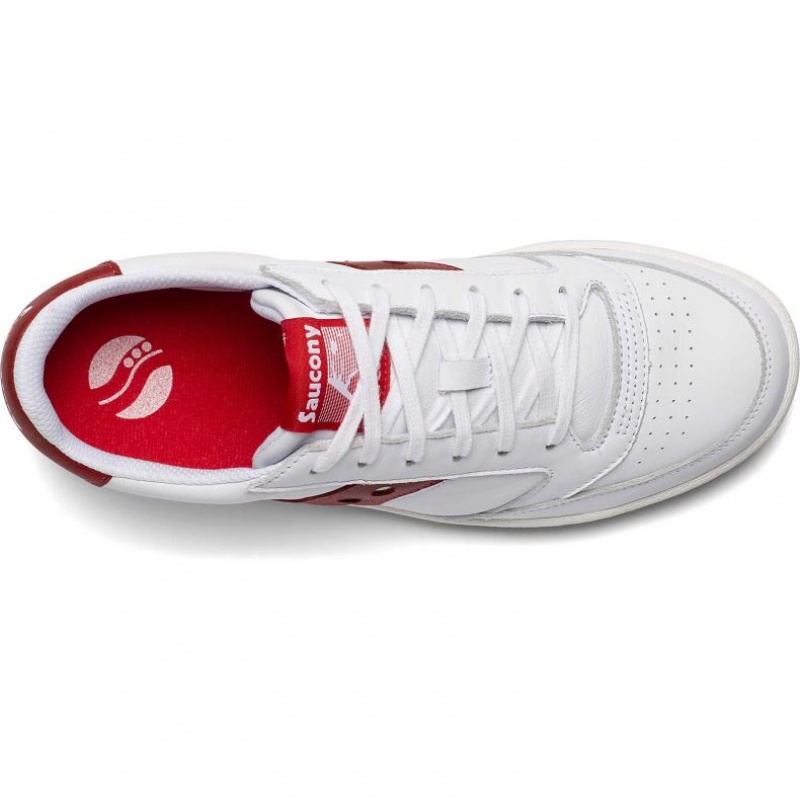 White / Red Men's Saucony Jazz Court Sneakers | SG-CVPKA