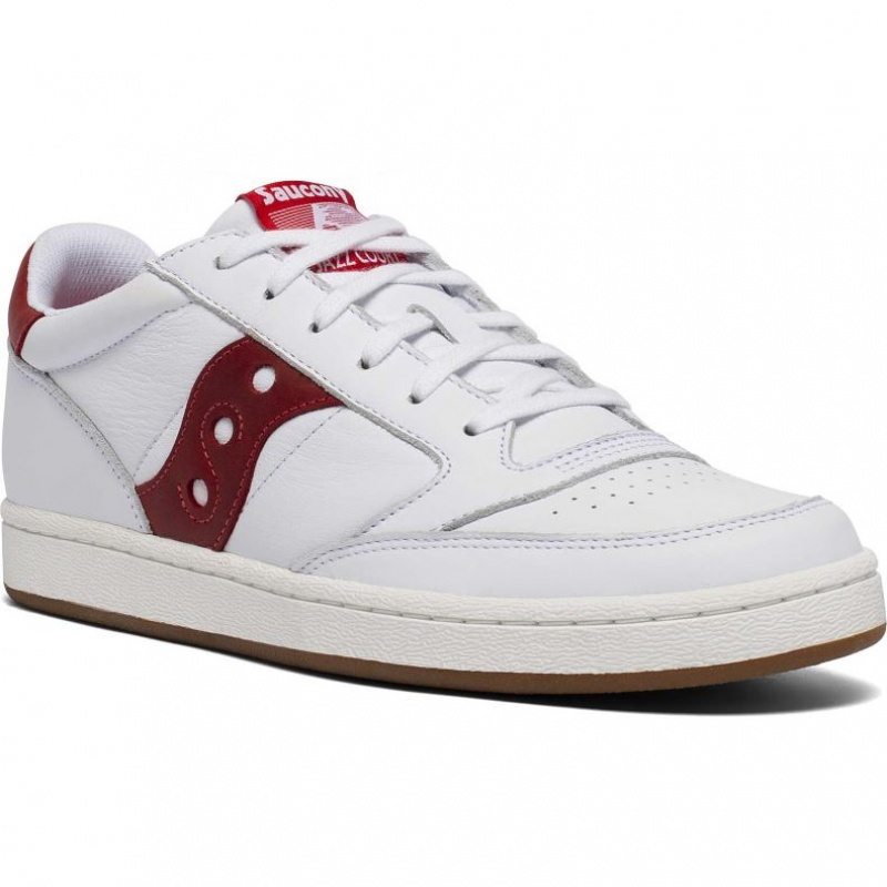 White / Red Men's Saucony Jazz Court Sneakers | SG-CVPKA