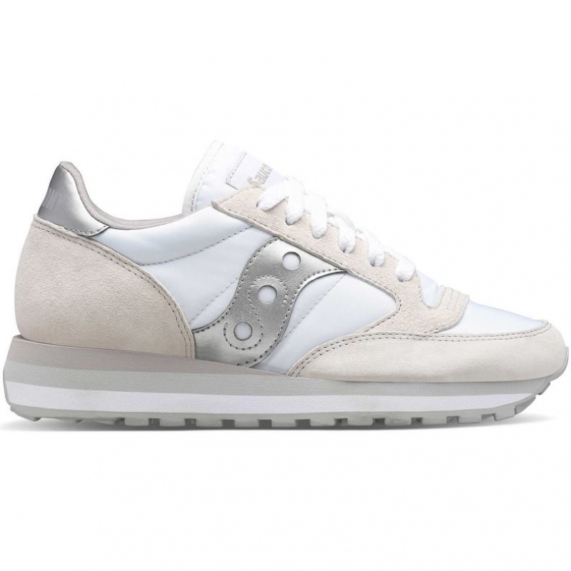 White / Silver Women\'s Saucony Jazz Triple Sneakers | SINGAPORE-EQBUI