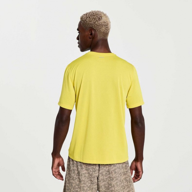 Yellow Men's Saucony Stopwatch Graphic Short Sleeve T-Shirt | SINGAPORE-UXOPG