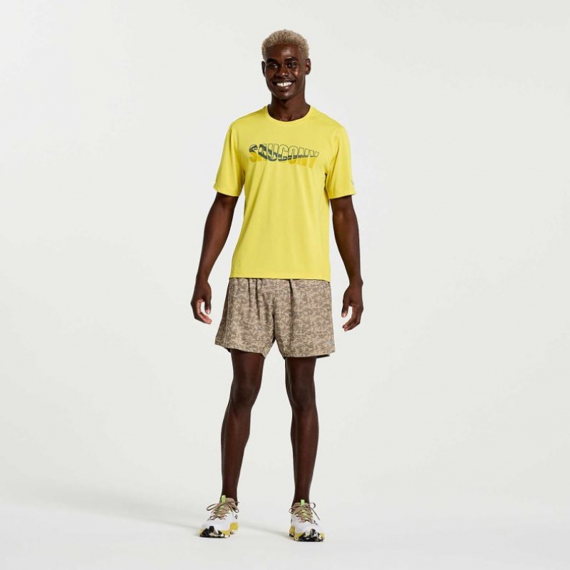 Yellow Men's Saucony Stopwatch Graphic Short Sleeve T-Shirt | SINGAPORE-UXOPG