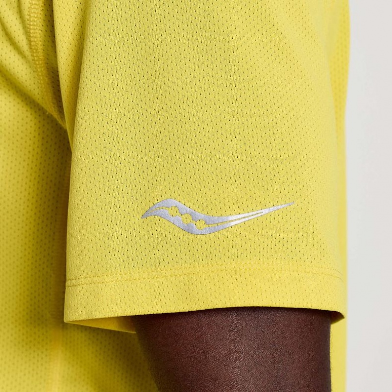 Yellow Men's Saucony Stopwatch Graphic Short Sleeve T-Shirt | SINGAPORE-UXOPG