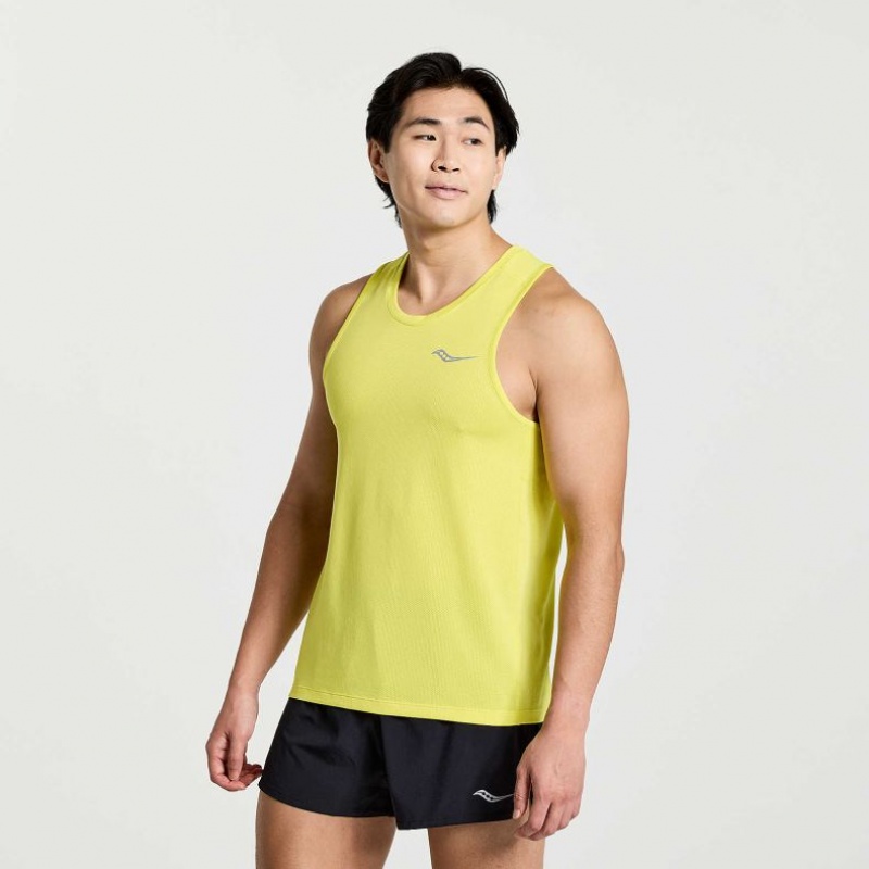 Yellow Men\'s Saucony Stopwatch Singlet | SINGAPORE-XIMPA