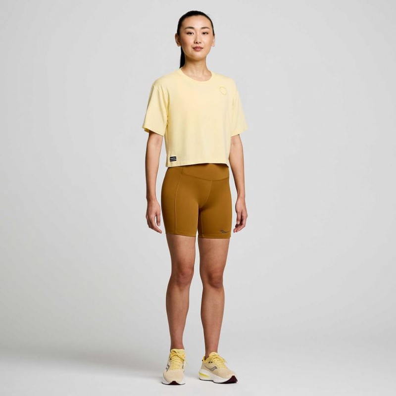 Yellow Women's Saucony Recovery Boxy T-Shirt | SINGAPORE-SUWTX