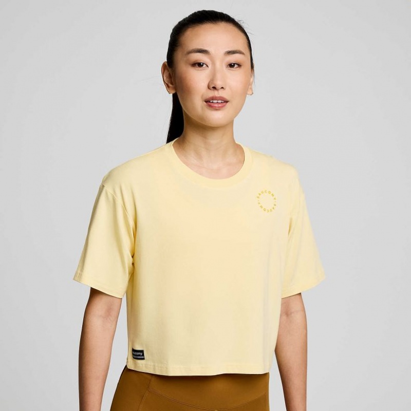 Yellow Women\'s Saucony Recovery Boxy T-Shirt | SINGAPORE-SUWTX