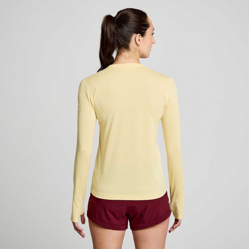 Yellow Women's Saucony Stopwatch Graphic Long Sleeve T-Shirt | SG-MHJAY