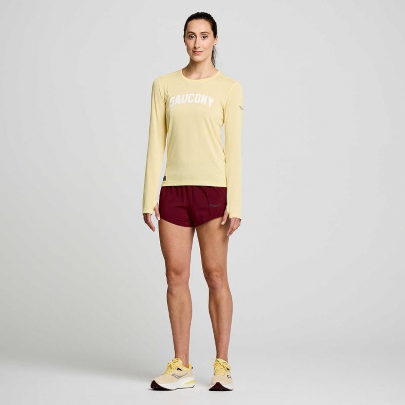 Yellow Women's Saucony Stopwatch Graphic Long Sleeve T-Shirt | SG-MHJAY