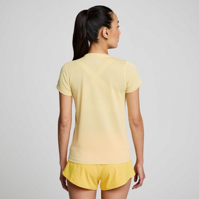 Yellow Women's Saucony Stopwatch Short Sleeve T-Shirt | SG-LRTOF