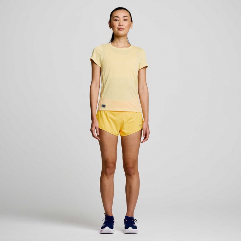 Yellow Women's Saucony Stopwatch Short Sleeve T-Shirt | SG-LRTOF